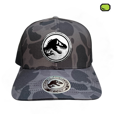 Gorra Jurassic Park Silver Logo Camo Tipo Trucker Premium
