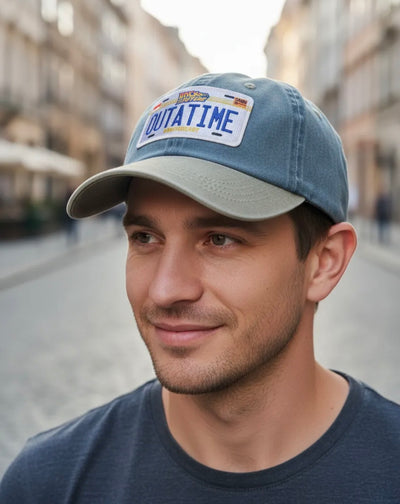 Gorra Back to the Future Outatime Azul/Beige Tipo Deslavada