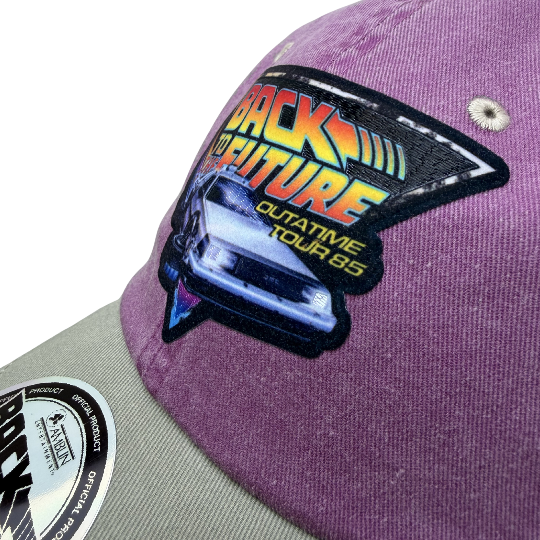 Gorra Back to the Future Outatime Tour 85 Uva/Beige Tipo Deslavada