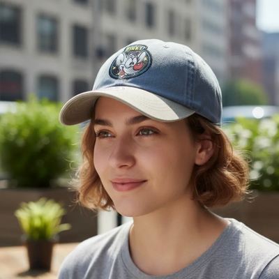 Gorra Animaniacs Pinky y Cerebro Azul/Beige Tipo Deslavada