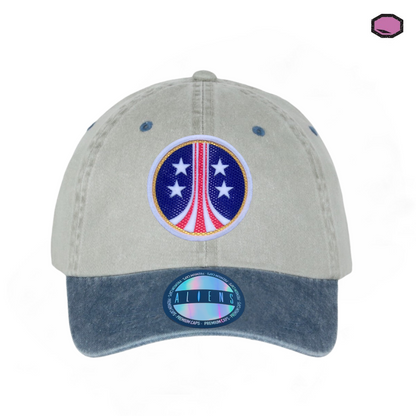 Gorra Aliens “USCM” Logo Beige-Azul Vintage