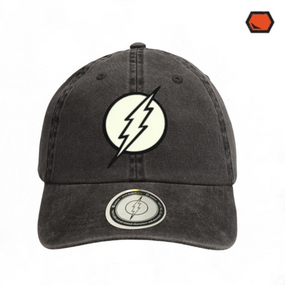 Gorra DC Comics Flash Logo con efecto de brillo en la oscuridad Gris Tipo Deslavada