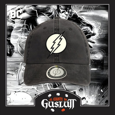 Gorra DC Comics Flash Logo con efecto de brillo en la oscuridad Gris Tipo Deslavada
