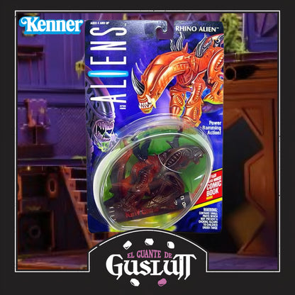 Figura Retro Kenner Rhino Alien Versión Naranja con acción de ataque