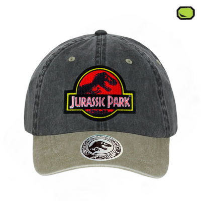 Gorra Jurassic Park Logo Clásico Rojo Gris/Beige Tipo Deslavada