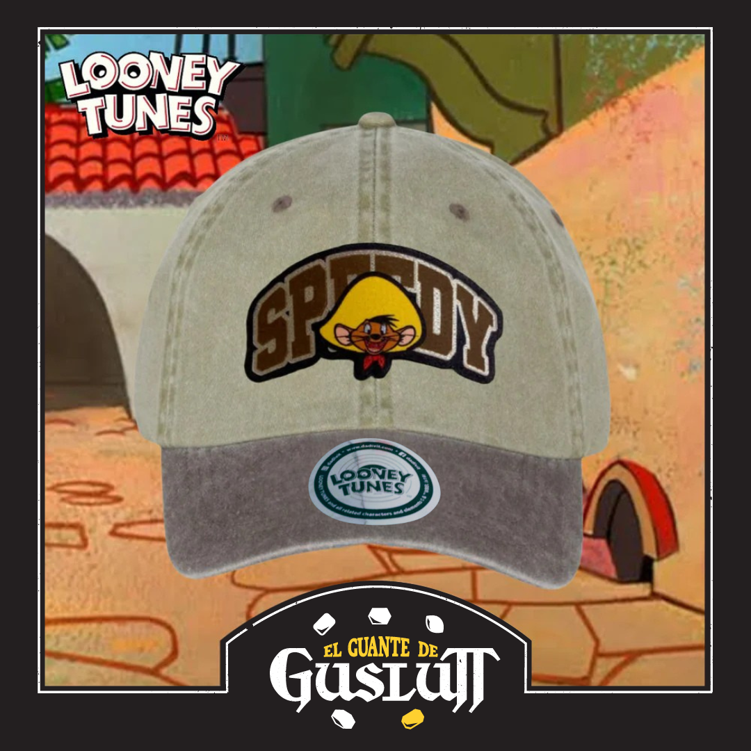 Gorra Looney Tunes Speedy Gonzales Beige/Café Tipo Deslavada