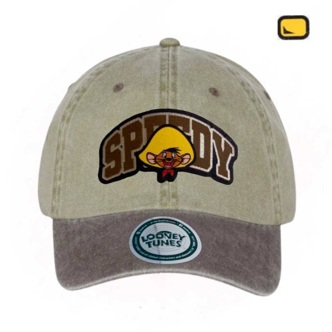 Gorra Looney Tunes Speedy Gonzales Beige/Café Tipo Deslavada