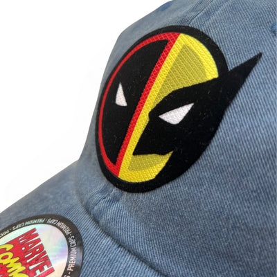 Gorra Marvel Deadpool & Wolverine Azul Tipo Deslavada