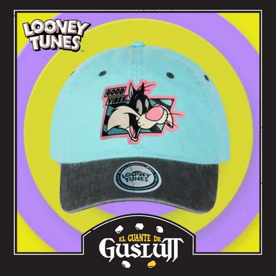 Gorra Looney Tunes Sylvester Cat Good Vibes Menta/Gris Tipo Deslavada