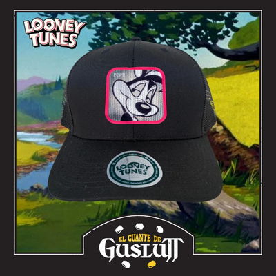 Gorra Looney Tunes Pepe Le Pew Negra Tipo Trucker Premium