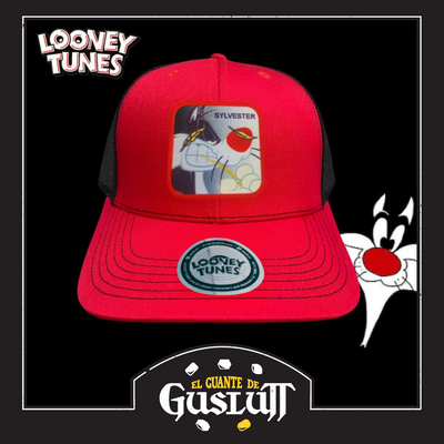 Gorra Looney Tunes Sylvester Cat Roja/Negra Tipo Trucker Premium