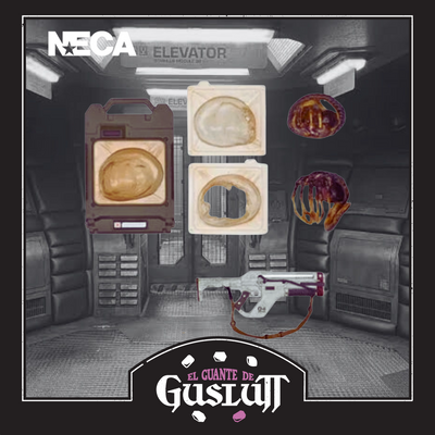 Accesorios Loose NECA Alien Romulus Cryo frame case with Facehugger, Model F44AA Pulse Rifle Accessory & Facehugger