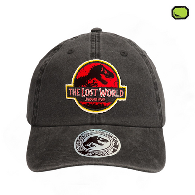 Gorra The Lost World: Jurassic Park Logo Clásico Rojo Gris Tipo Deslavada