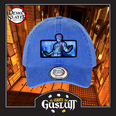 Gorra Demon Slayer: Kimetsu No Yaiba Luna Superior #3 Akaza Azul Royal Tipo Deslavada