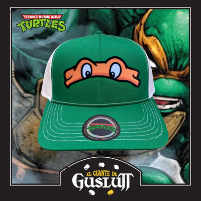 Gorra Nickelodeon Tortugas Ninja Michaelangelo Verde/Blanca Tipo Trucker Premium