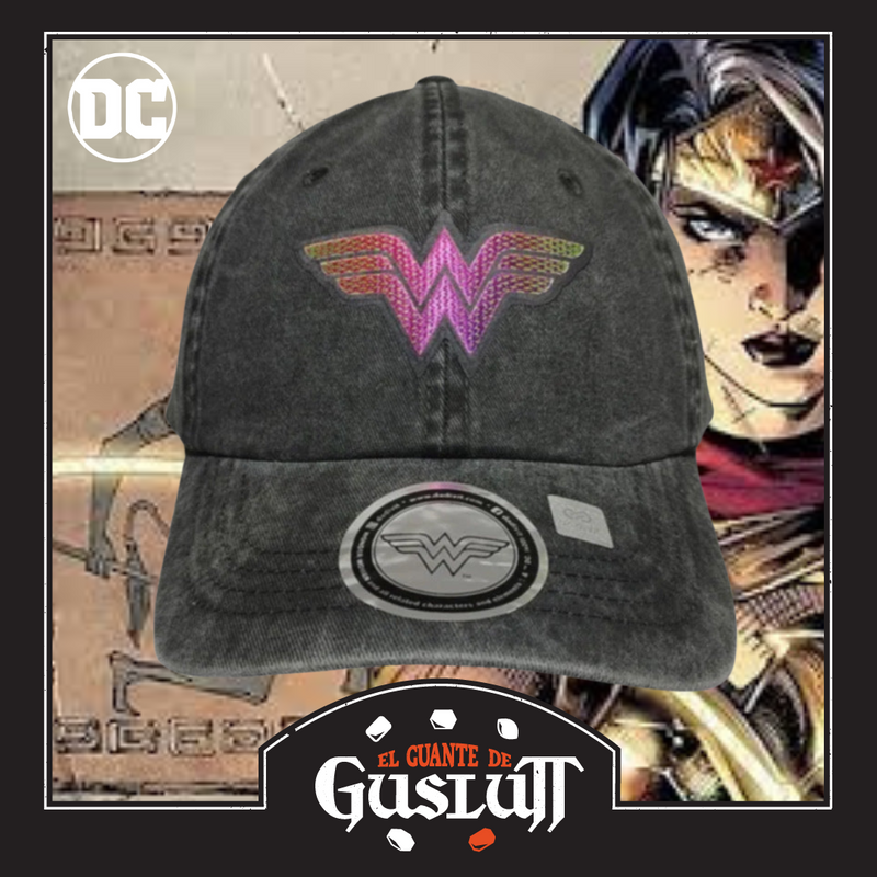 Gorra Wonder Woman Logo Fucsia Gris Vintage