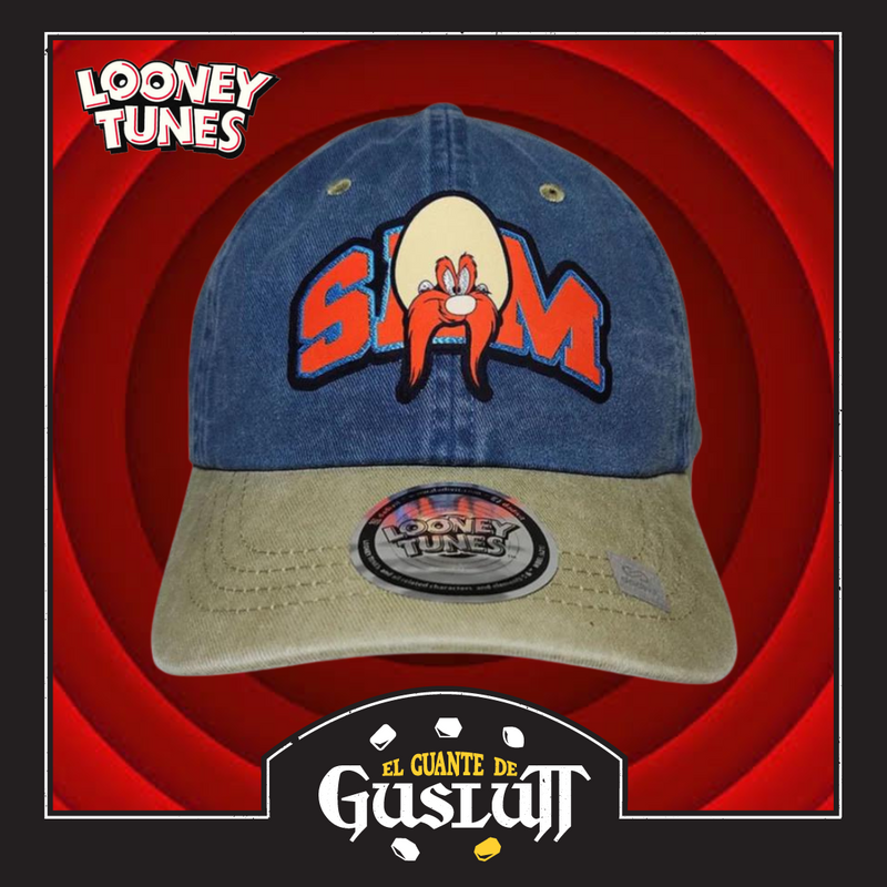 Gorra Looney Tunes Sam Bigotes Azul-Beige Vintage