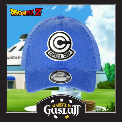 Gorra Dragon Ball Z Capsule Corp Logo Azul Royal Tipo Deslavada