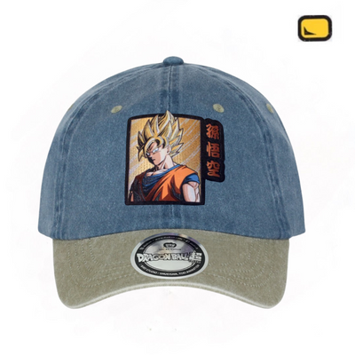 Gorra Dragon Ball Z Super Saiyan Goku Azul/Beige Tipo Deslavada