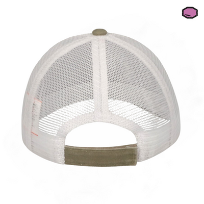 Gorra Universal Monsters The Mummy Logo Clásico Beige/Blanca Tipo Trucker Deslavada