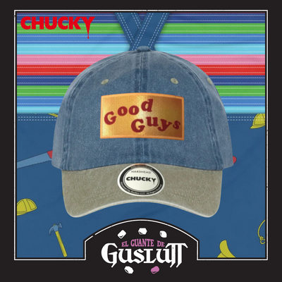 Gorra Chucky Good Guys Logo Azul/Beige Tipo Deslavada