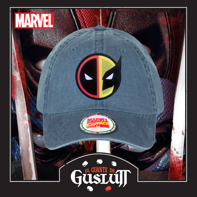 Gorra Marvel Deadpool & Wolverine Azul Tipo Deslavada