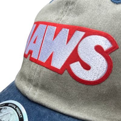 Gorra Jaws Logo Clásico Beige/Azul Tipo Deslavada