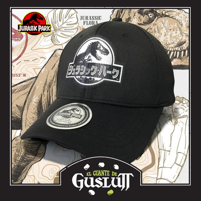 Gorra Jurassic Park Logo Japonés Negra Premium Flex Fit