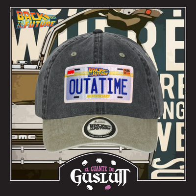 Gorra Back to the Future Outatime Gris/Beige Tipo Deslavada