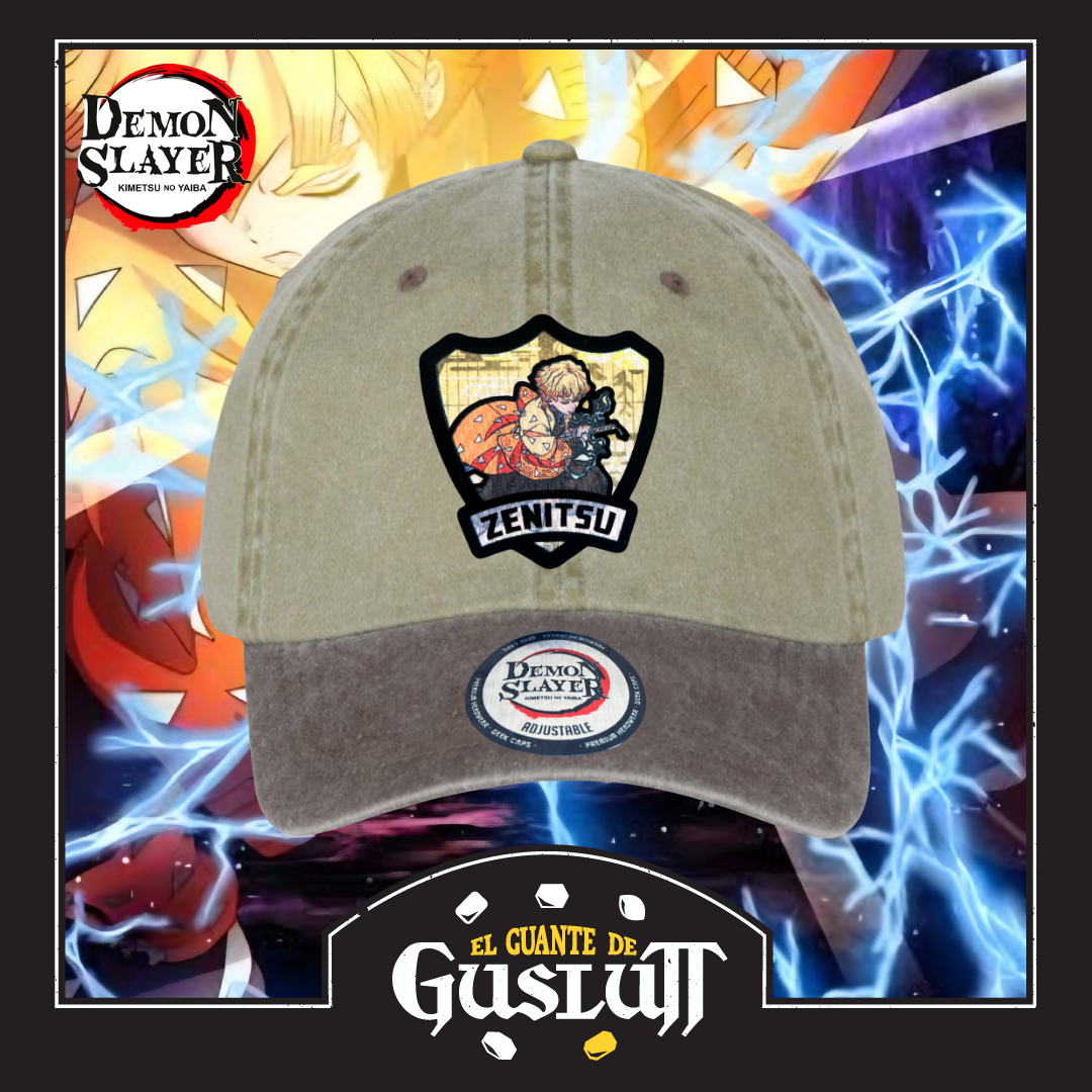 Gorra Demon Slayer: Kimetsu No Yaiba Zenitsu Agatsuma Beige/Café Tipo Deslavada