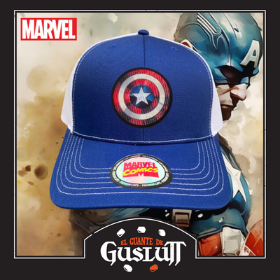 Gorra Marvel Captain America The First Avenger Azul/Blanca Tipo Trucker Premium