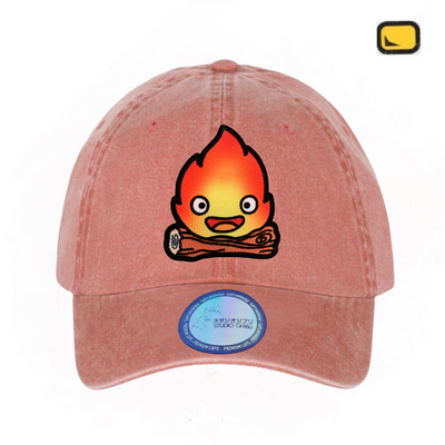 Gorra Studio Ghibli Howl’s moving castle Calcifer Naranja Tipo Deslavada