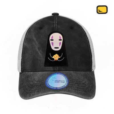 Gorra Studio Ghibli El Viaje de Chihiro Sin Rostro Gris/Blanca Tipo Trucker Deslavada