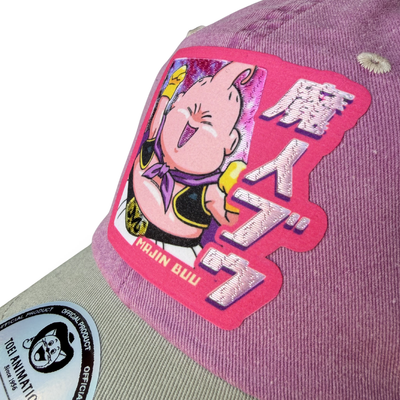 Gorra Dragon Ball Z Chibi Majin Buu Uva/Beige Tipo Deslavada