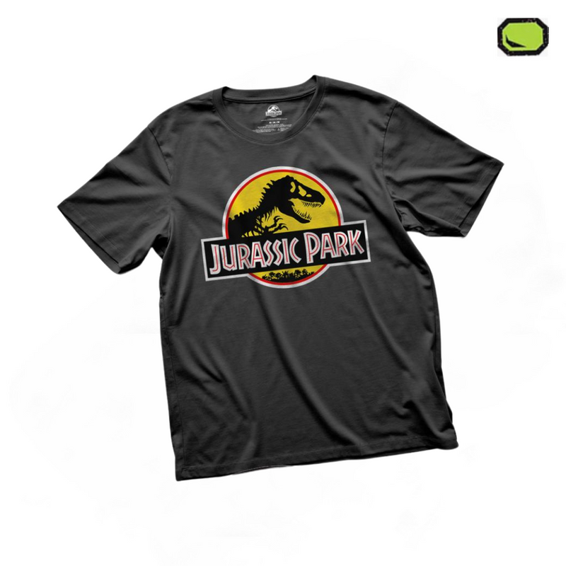 Playera Infantil Jurassic Park Yellow Logo Negra