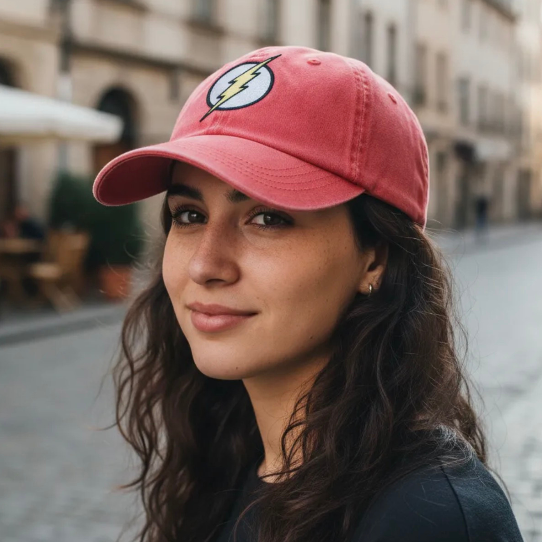 Gorra DC Comics Flash Logo Clásico Roja Tipo Deslavada