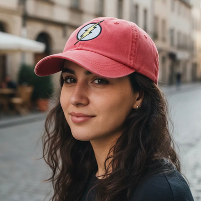 Gorra DC Comics Flash Logo Clásico Roja Tipo Deslavada
