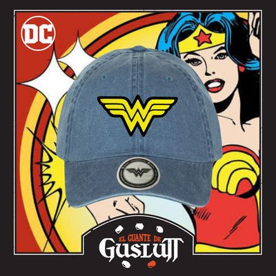 Gorra DC Comics Wonder Woman Logo Clásico Azul Tipo Deslavada