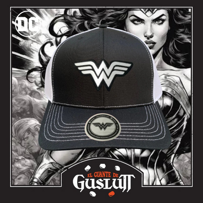 Gorra DC Comics Wonder Woman Black & White Logo Negra/Blanca Tipo Trucker Premium
