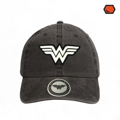 Gorra DC Comics Wonder Woman Logo con efecto de brillo en la oscuridad Gris Tipo Deslavada