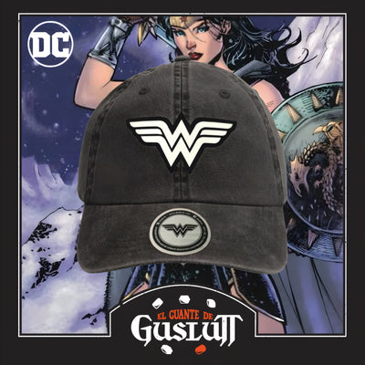Gorra DC Comics Wonder Woman Logo con efecto de brillo en la oscuridad Gris Tipo Deslavada