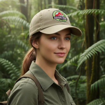 Gorra Jurassic Park Logo Park Ranger Beige Tipo Deslavada