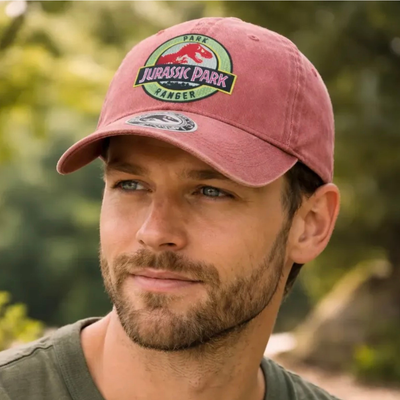 Gorra Jurassic Park Logo Park Ranger Naranja Tipo Deslavada
