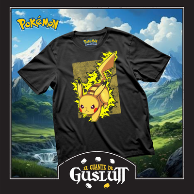 Playera Pokémon Pikachu Negra