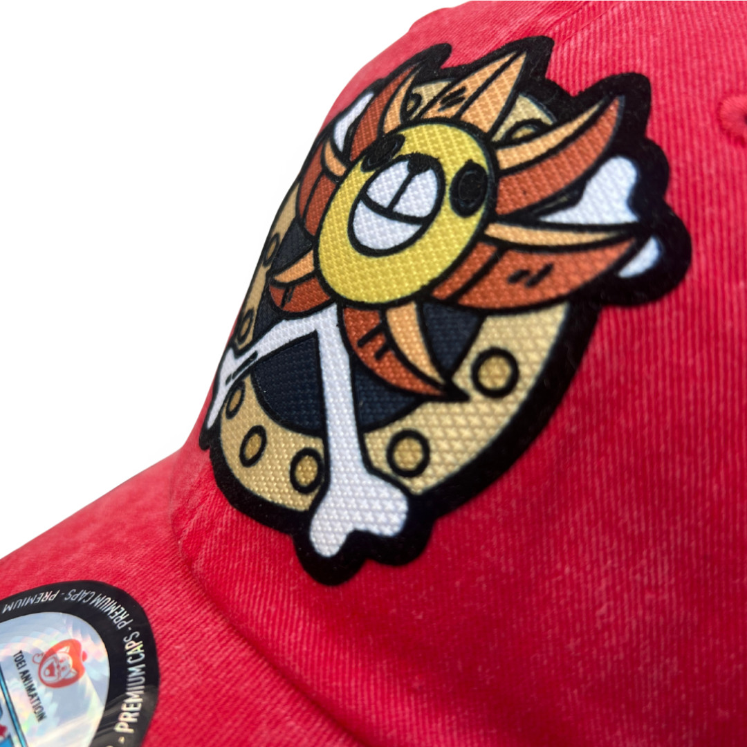 Gorra One Piece Thousand Sunny Roja Tipo Deslavada