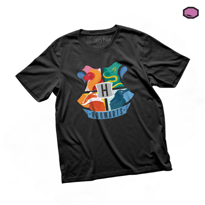 Playera Harry Potter Emblema Hogwarts Negra