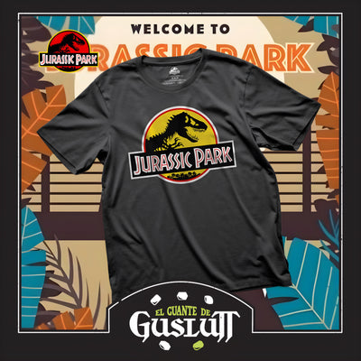 Playera Jurassic Park Logo Amarillo Negra