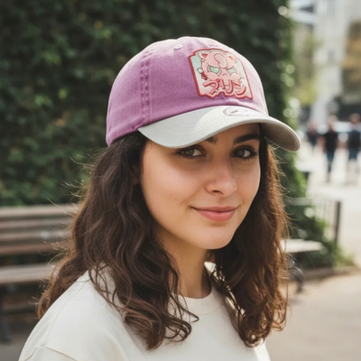 Gorra Pokémon Mad Jigglypuff Uva/Beige Tipo Deslavada