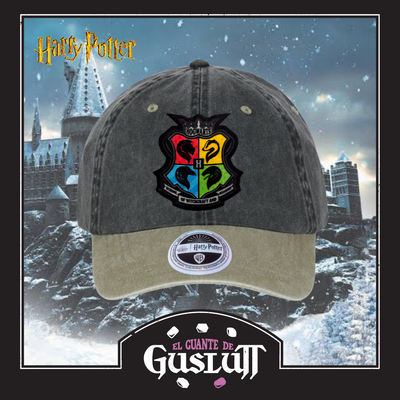 Gorra Harry Potter Hogwarts “Never tickle a sleeping dragon”  Gris/Beige Tipo Deslavada