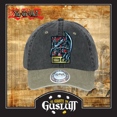 Gorra Yu-Gi-Oh! Dragón Negro de Ojos Rojos Gris/Beige Tipo Deslavada